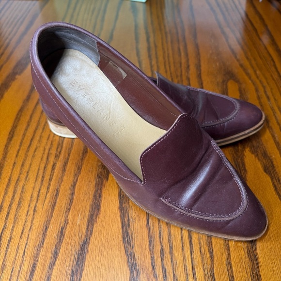 EVERLANE Modern Leather Burgundy Loafers Flats Women’s Size 7.5 Italian Made - Picture 1 of 9